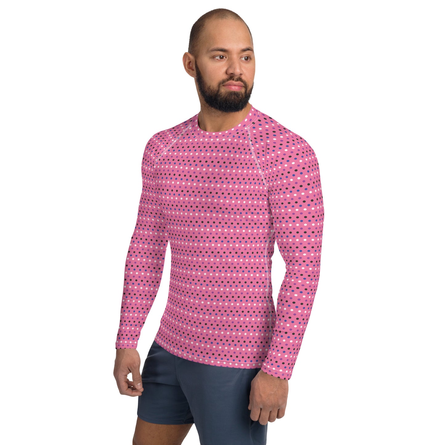 Genderfluid Pride Men’s Rash Guard - LGBTQIA Pink, White, Purple, Black, Blue Athletic Fitted Long Sleeve Shirt - Parade Club Vacation Running Swimming