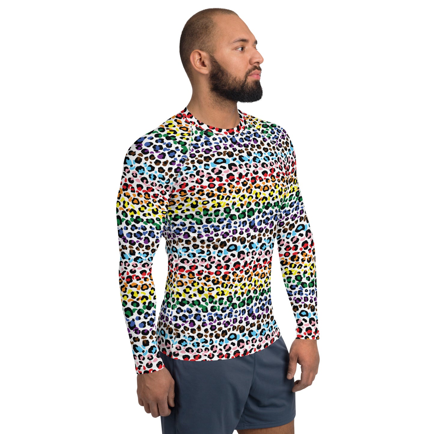 Progress Pride Men’s Rash Guard - LGBTQIA Red, Orange, Yellow, Green, Rainbow, Purple, Black, Pink and White Athletic Fitted Long Sleeve Shirt - Parade Club Vacation Running Swimming