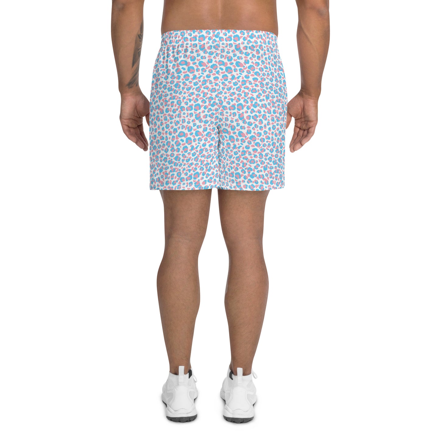 Transgender Pride Leopard Print Men's Athletic Shorts - LGBT LGBTQ Pink White Blue Trans Flag - Running Parade