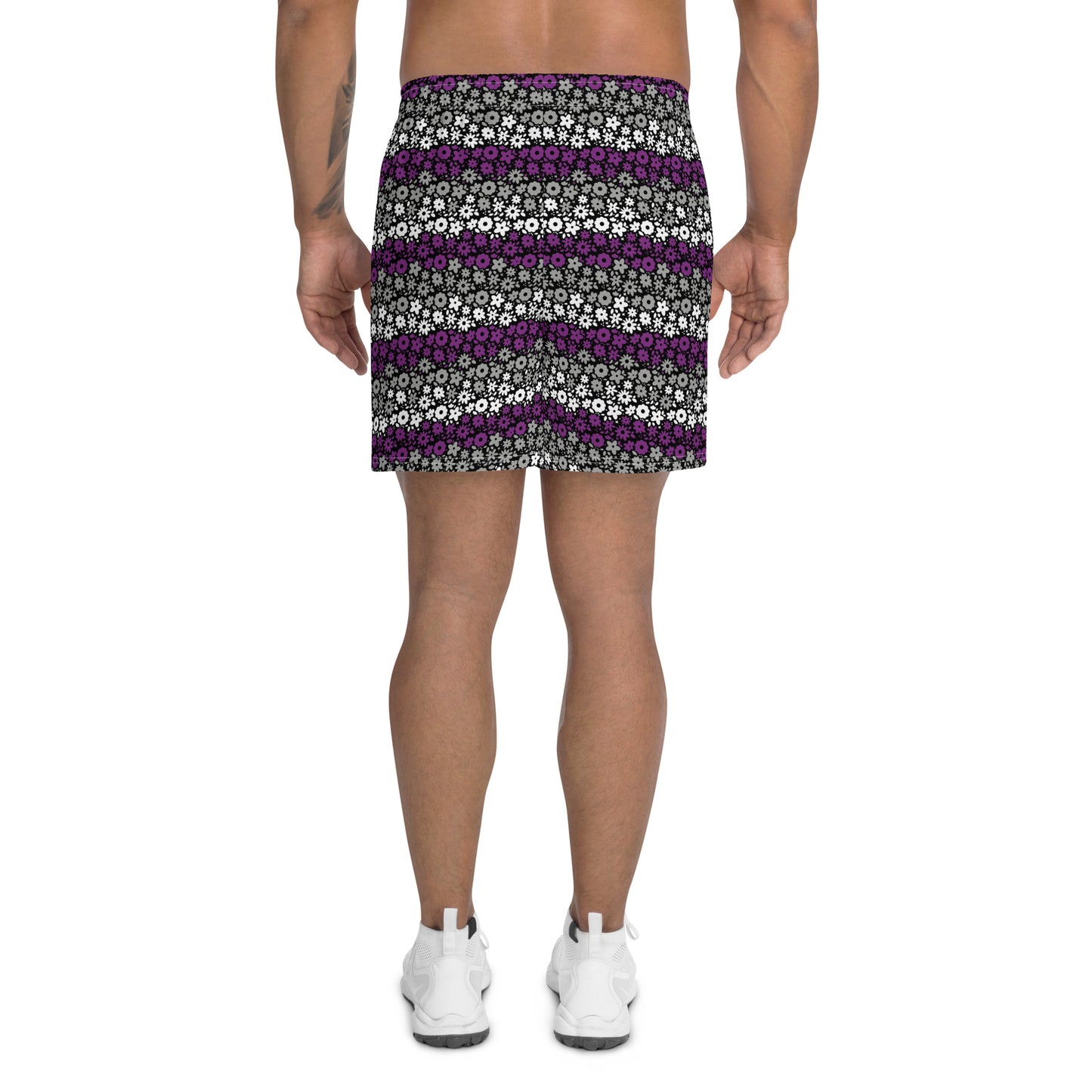 Asexual Pride Men’s Recycled Athletic Shorts - LGBTQIA Black, Gray, Purple, and White Athletic Short Pants - Parade Club Vacation Running Swimming