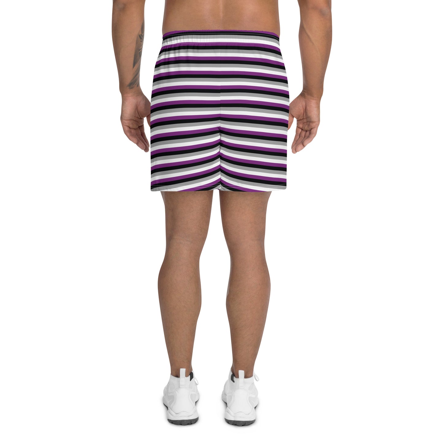 Asexual Pride Men’s Recycled Athletic Shorts - LGBTQIA Black, Gray, Purple, and White Athletic Short Pants - Parade Club Vacation Running Swimming