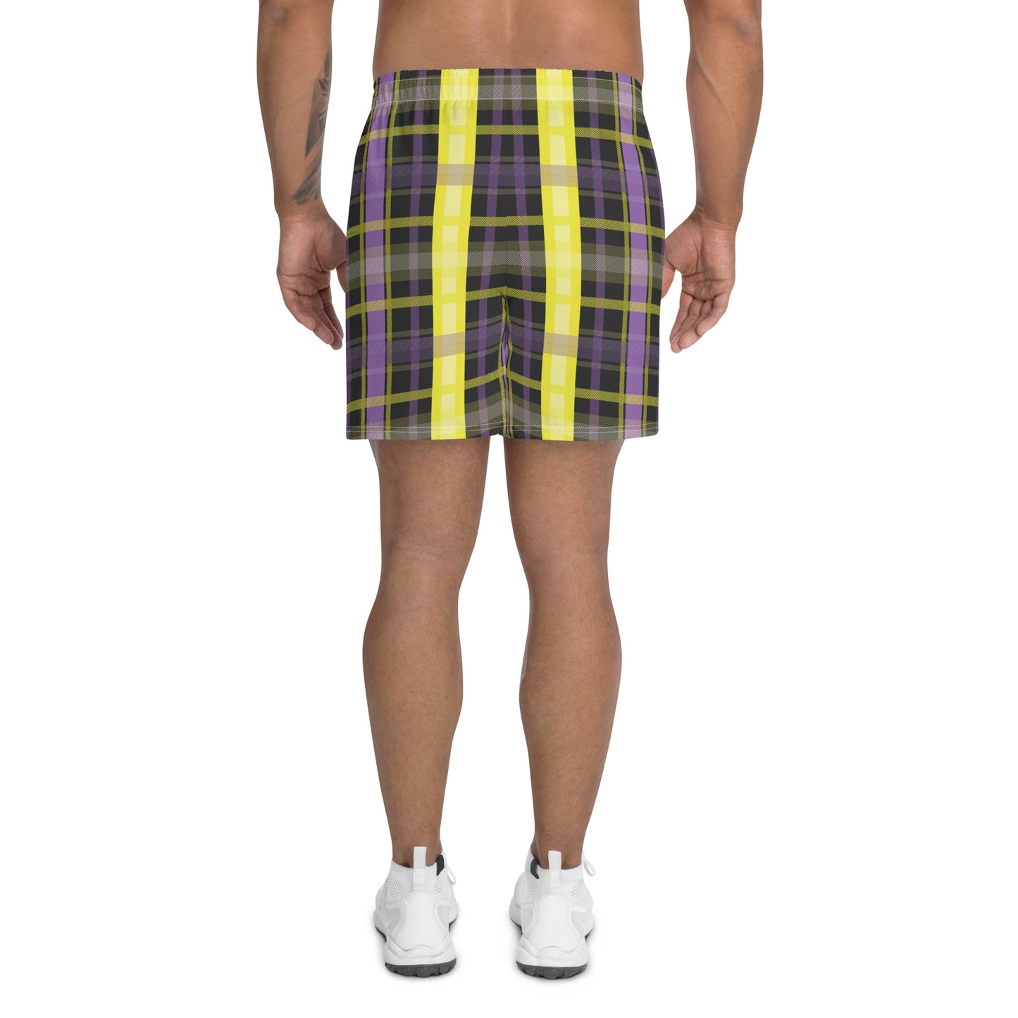 Non Binary Pride Men’s Recycled Athletic Shorts - LGBTQIA Yellow, Purple, White, Black Athletic Short Pants - Parade Club Vacation Running Swimming