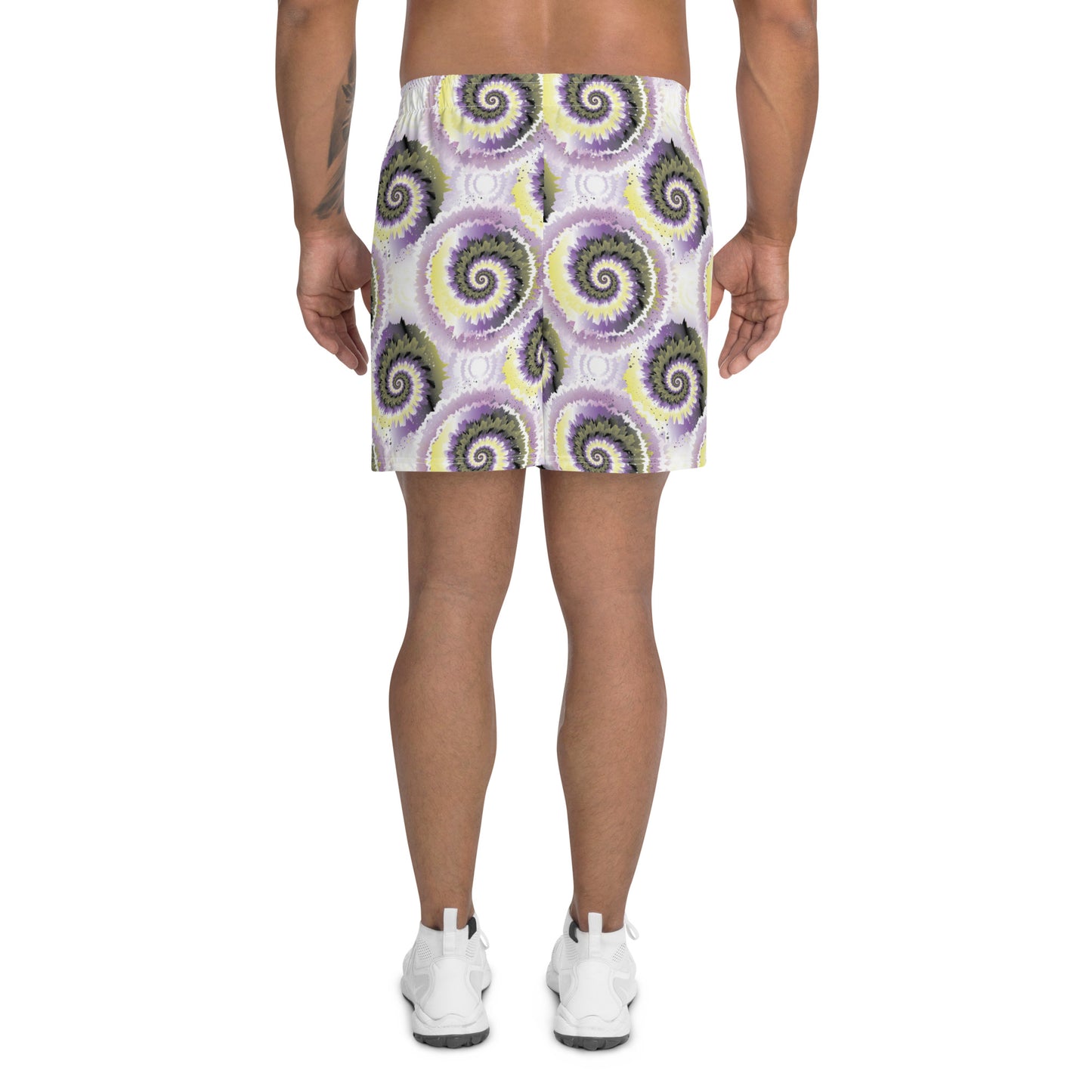 Non Binary Pride Men’s Recycled Athletic Shorts - LGBTQIA Yellow, Purple, White, Black Athletic Short Pants - Parade Club Vacation Running Swimming