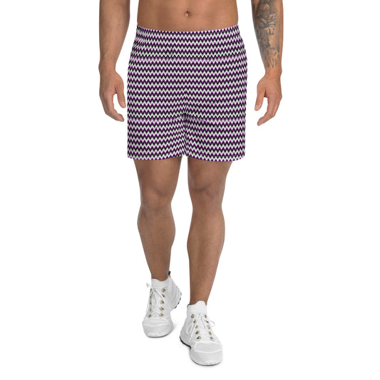 Asexual Pride Men’s Recycled Athletic Shorts - LGBTQIA Black, Gray, Purple, and White Athletic Short Pants - Parade Club Vacation Running Swimming