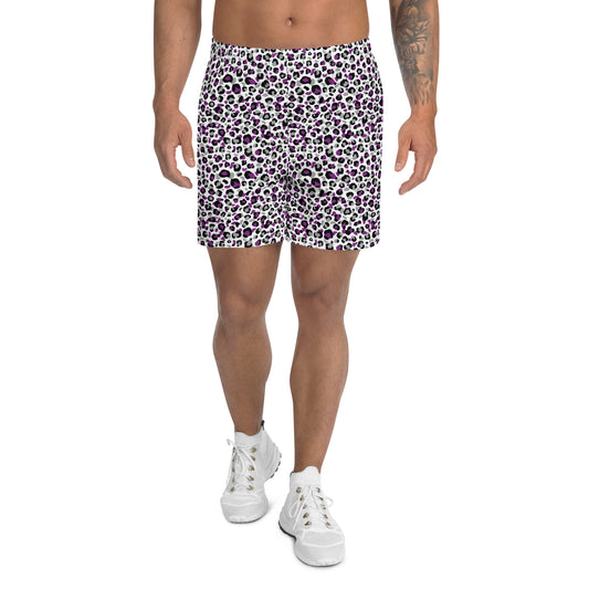 Asexual Pride Men’s Recycled Athletic Shorts - LGBTQIA Black, Gray, Purple, and White Athletic Short Pants - Parade Club Vacation Running Swimming