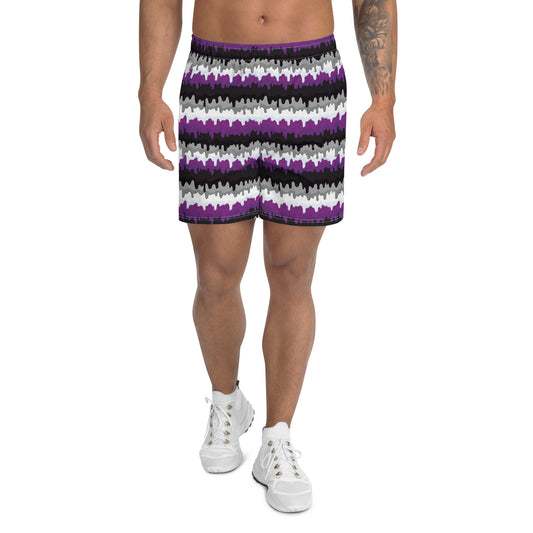 Asexual Pride Men’s Recycled Athletic Shorts - LGBTQIA Black, Gray, Purple, and White Athletic Short Pants - Parade Club Vacation Running Swimming