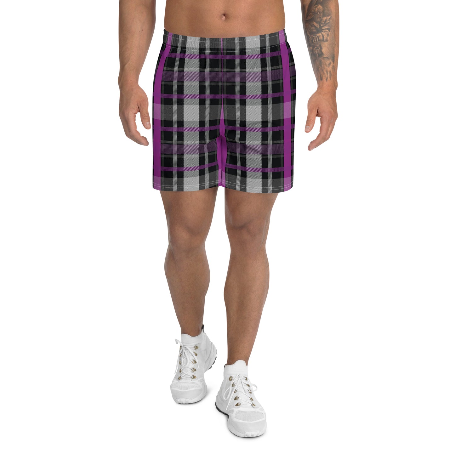 Asexual Pride Men’s Recycled Athletic Shorts - LGBTQIA Black, Gray, Purple, and White Athletic Short Pants - Parade Club Vacation Running Swimming