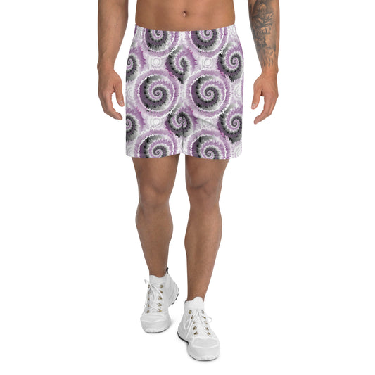 Asexual Pride Men’s Recycled Athletic Shorts - LGBTQIA Black, Gray, Purple, and White Athletic Short Pants - Parade Club Vacation Running Swimming