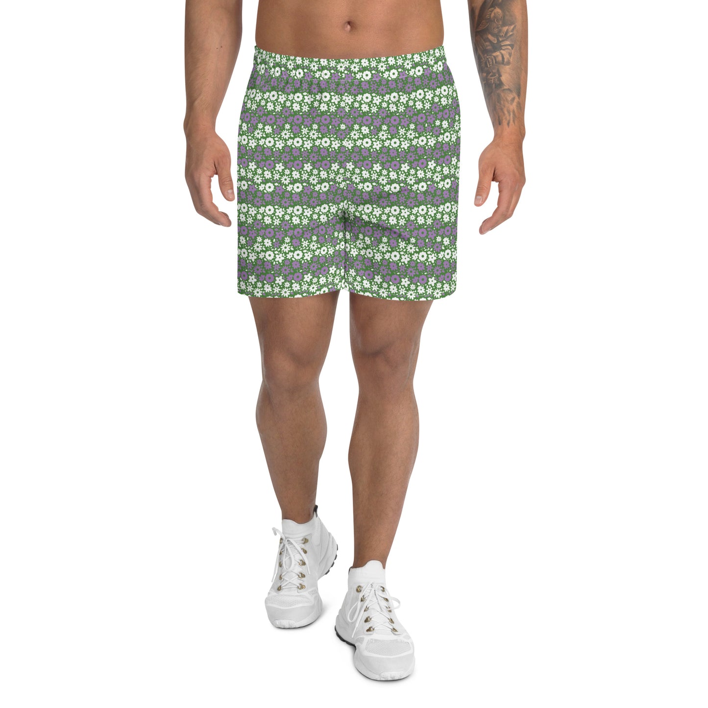 Gender Queer Pride Men’s Recycled Athletic Shorts - LGBTQIA  Purple, White, Green Athletic Short Pants - Parade Club Vacation Running Swimming