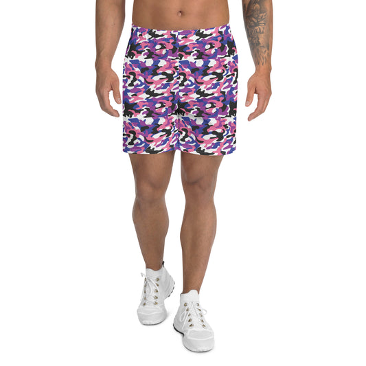 Genderfluid Pride Men’s Recycled Athletic Shorts - LGBTQIA Pink, White, Purple, Black, Blue Athletic Short Pants - Parade Club Vacation Running Swimming