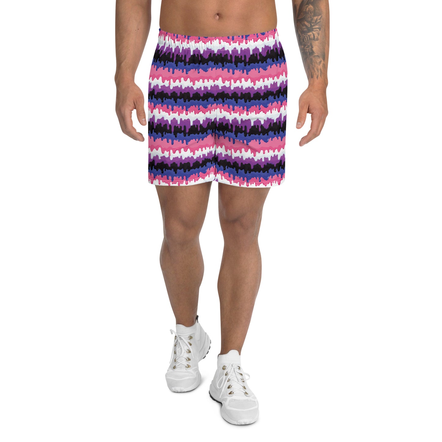 Genderfluid Pride Men’s Recycled Athletic Shorts - LGBTQIA Pink, White, Purple, Black, Blue Athletic Short Pants - Parade Club Vacation Running Swimming