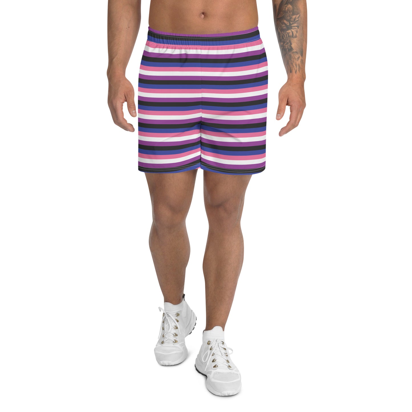 Genderfluid Pride Men’s Recycled Athletic Shorts - LGBTQIA Pink, White, Purple, Black, Blue Athletic Short Pants - Parade Club Vacation Running Swimming