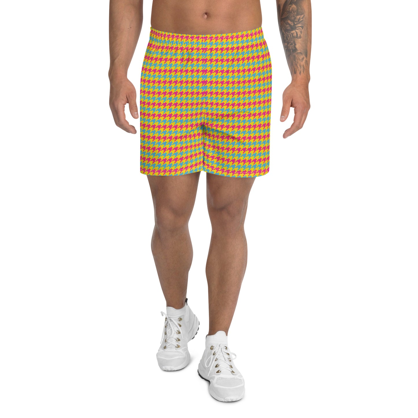 Pansexual Pride Men’s Recycled Athletic Shorts - LGBTQIA Pink, Blue, Yellow Athletic Short Pants - Parade Club Vacation Running Swimming