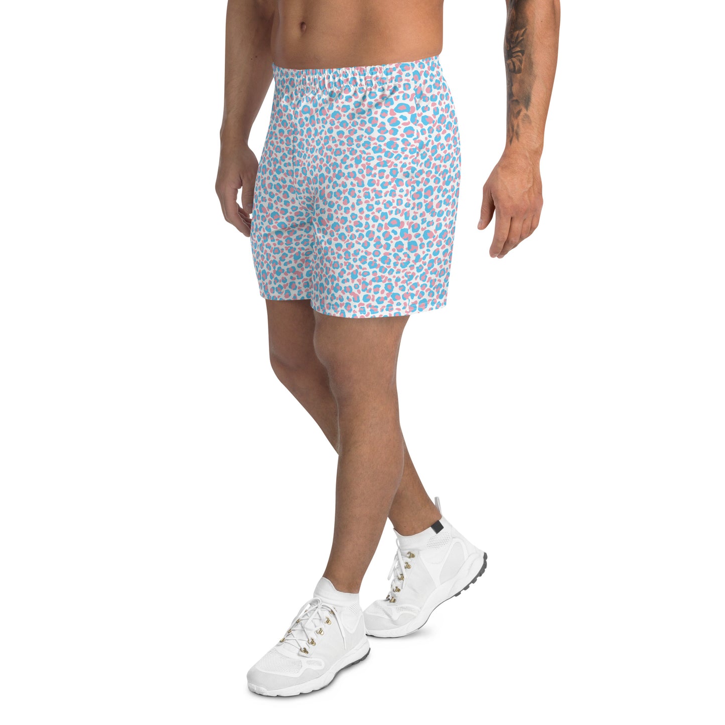 Transgender Pride Leopard Print Men's Athletic Shorts - LGBT LGBTQ Pink White Blue Trans Flag - Running Parade