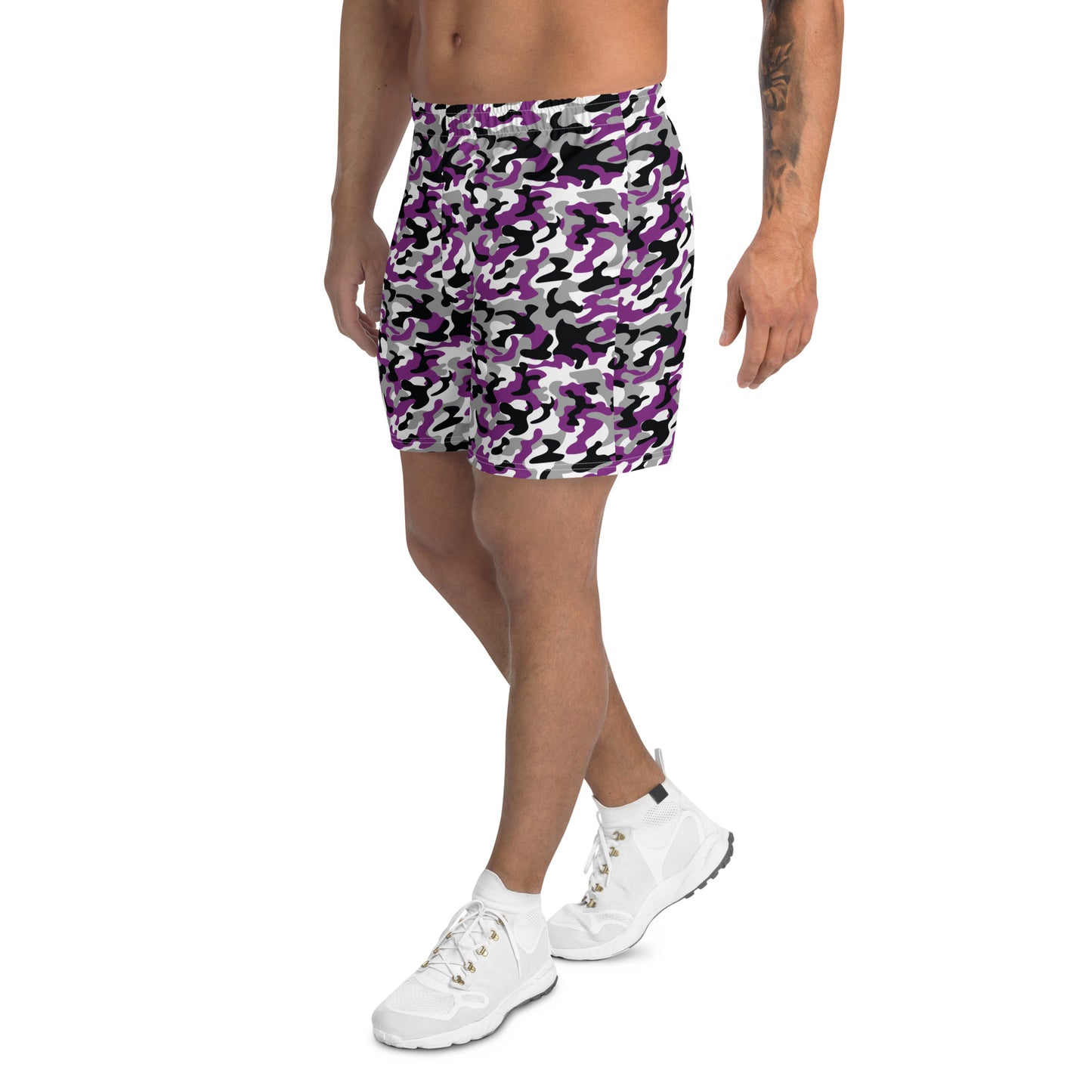 Asexual Pride Men’s Recycled Athletic Shorts - LGBTQIA Black, Gray, Purple, and White Athletic Short Pants - Parade Club Vacation Running Swimming