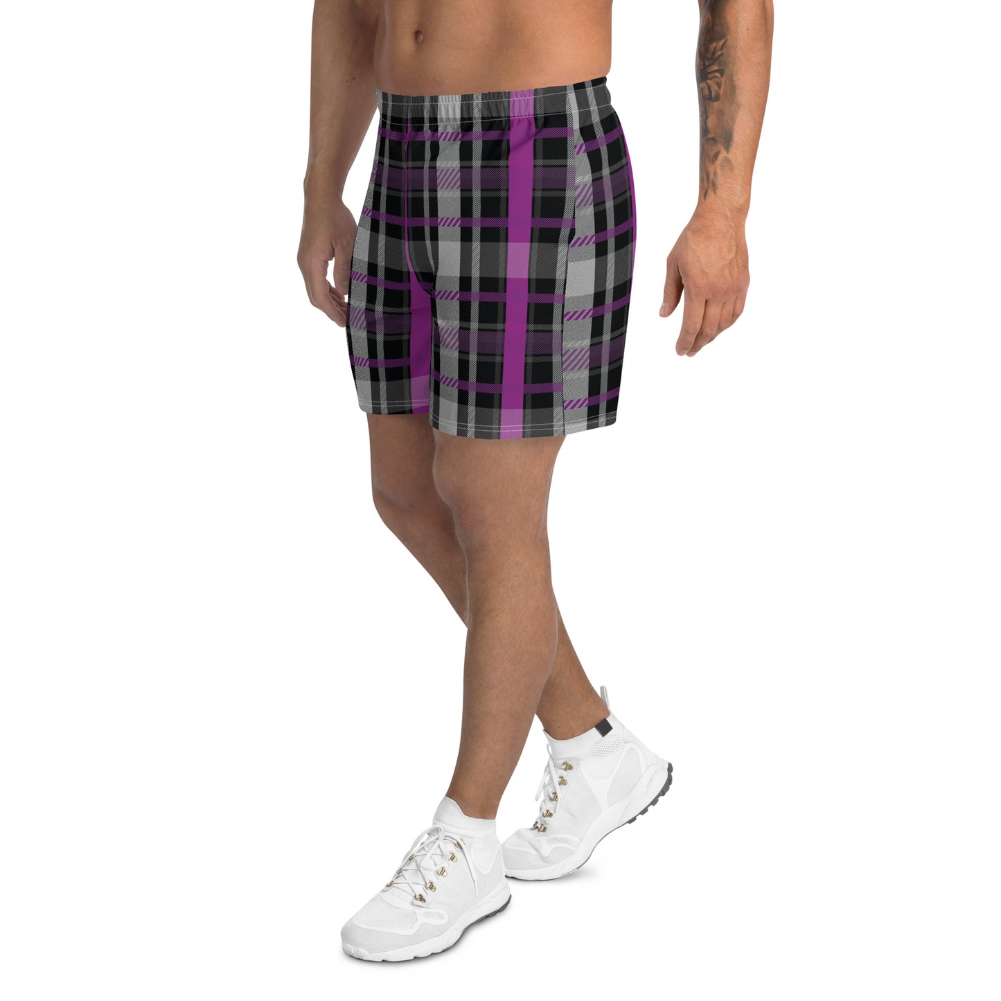 Asexual Pride Men’s Recycled Athletic Shorts - LGBTQIA Black, Gray, Purple, and White Athletic Short Pants - Parade Club Vacation Running Swimming