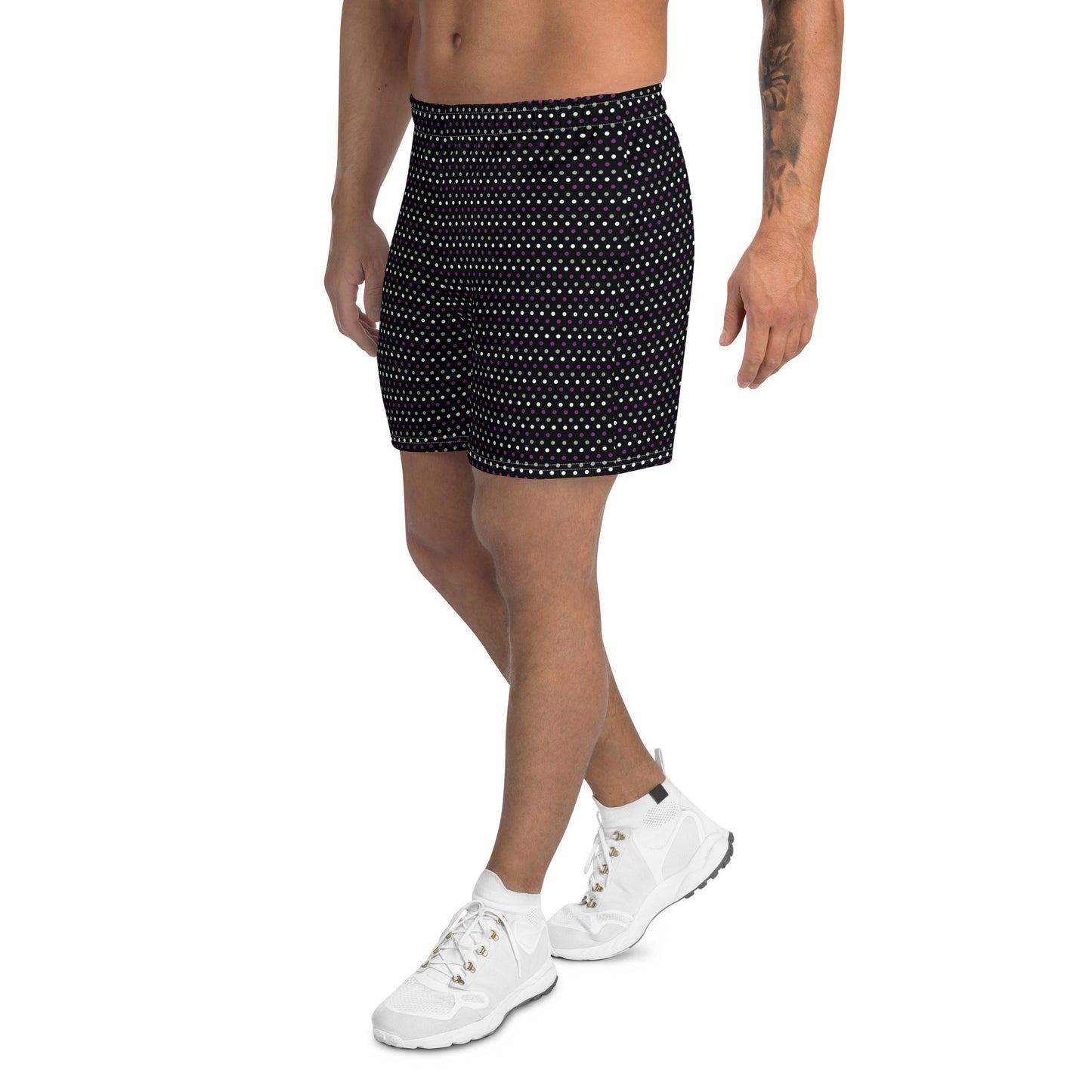 Asexual Pride Men’s Recycled Athletic Shorts - LGBTQIA Black, Gray, Purple, and White Athletic Short Pants - Parade Club Vacation Running Swimming