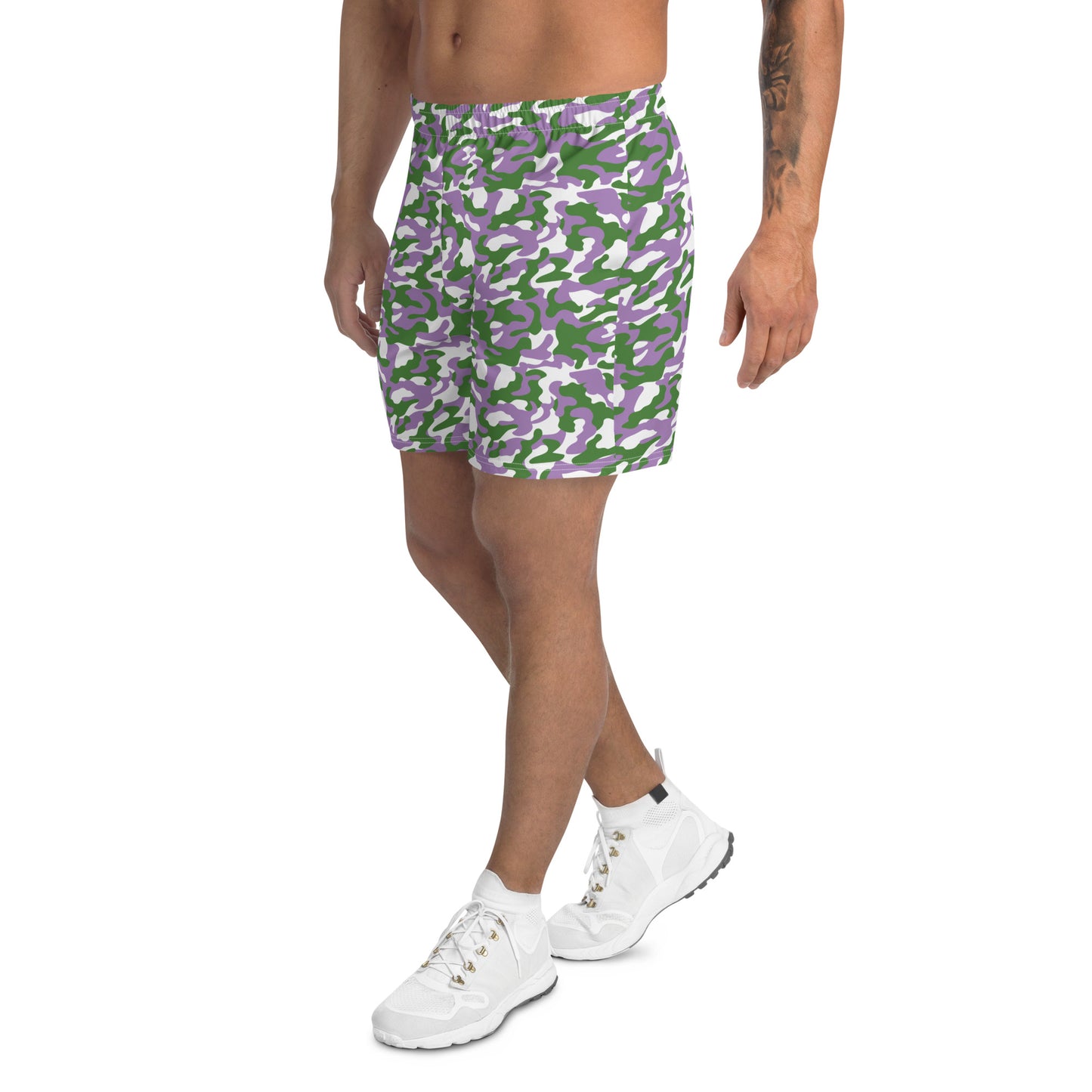 Gender Queer Pride Men’s Recycled Athletic Shorts - LGBTQIA  Purple, White, Green Athletic Short Pants - Parade Club Vacation Running Swimming