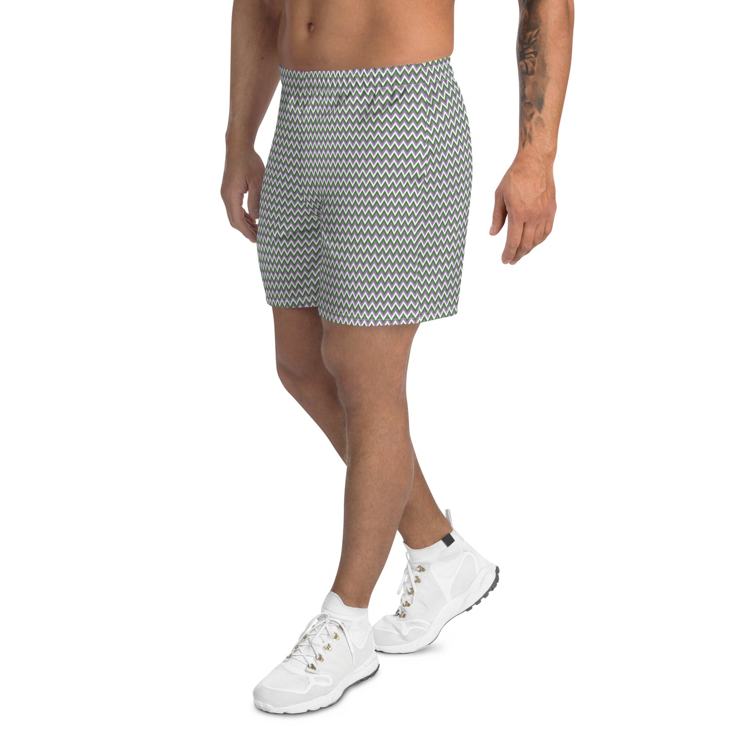 Gender Queer Pride Men’s Recycled Athletic Shorts - LGBTQIA  Purple, White, Green Athletic Short Pants - Parade Club Vacation Running Swimming