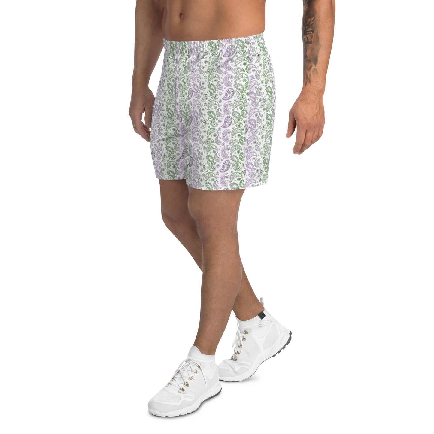 Gender Queer Pride Men’s Recycled Athletic Shorts - LGBTQIA  Purple, White, Green Athletic Short Pants - Parade Club Vacation Running Swimming