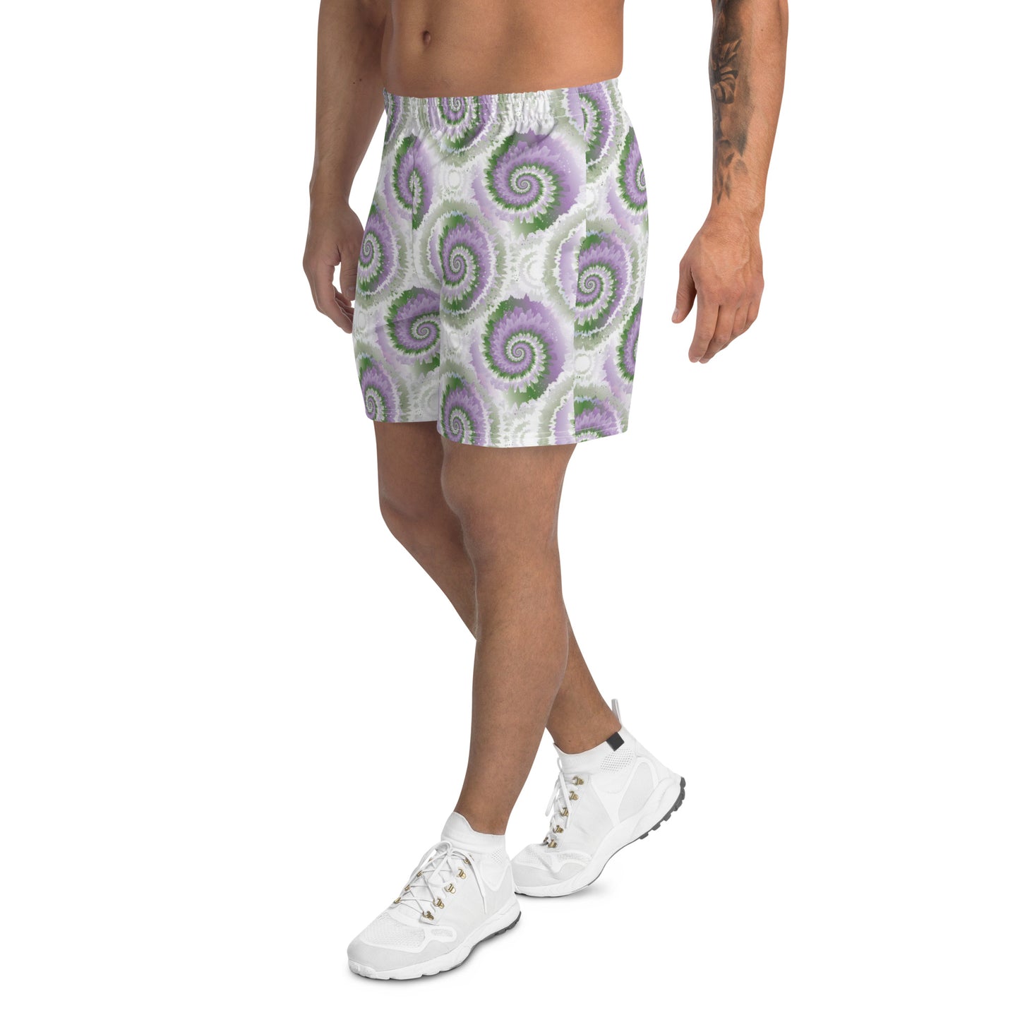 Gender Queer Pride Men’s Recycled Athletic Shorts - LGBTQIA  Purple, White, Green Athletic Short Pants - Parade Club Vacation Running Swimming