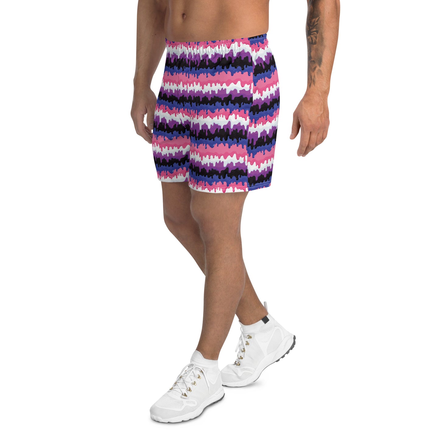 Genderfluid Pride Men’s Recycled Athletic Shorts - LGBTQIA Pink, White, Purple, Black, Blue Athletic Short Pants - Parade Club Vacation Running Swimming