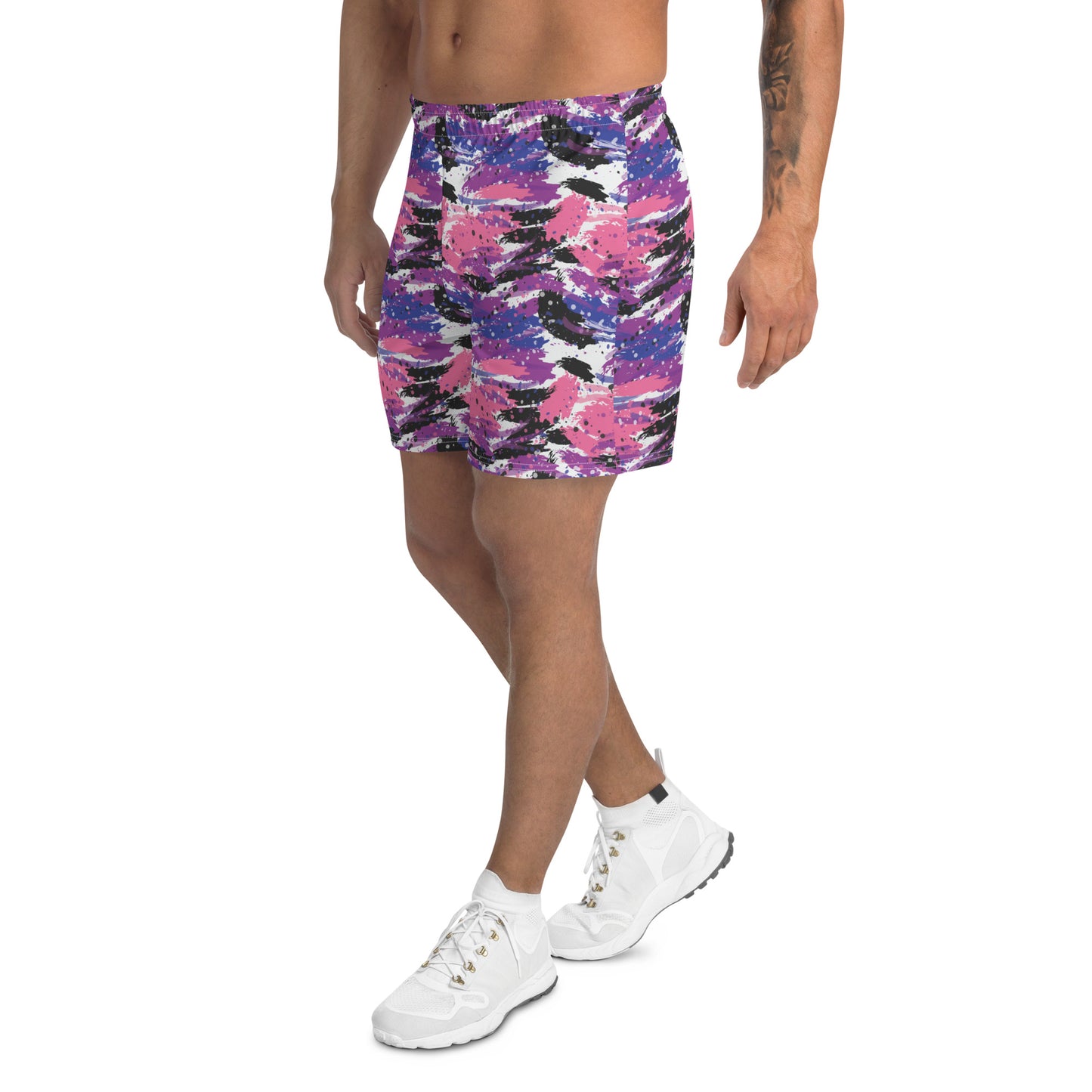 Genderfluid Pride Men’s Recycled Athletic Shorts - LGBTQIA Pink, White, Purple, Black, Blue Athletic Short Pants - Parade Club Vacation Running Swimming