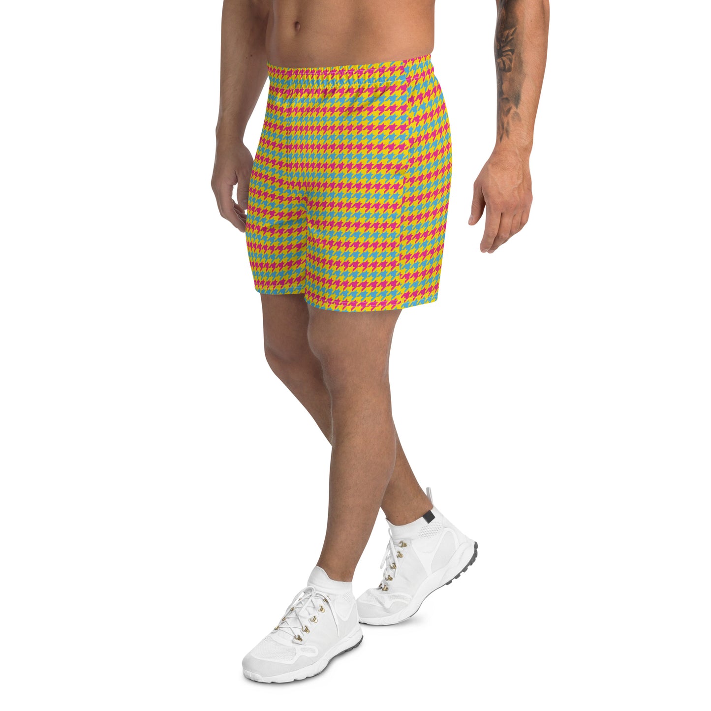 Pansexual Pride Men’s Recycled Athletic Shorts - LGBTQIA Pink, Blue, Yellow Athletic Short Pants - Parade Club Vacation Running Swimming