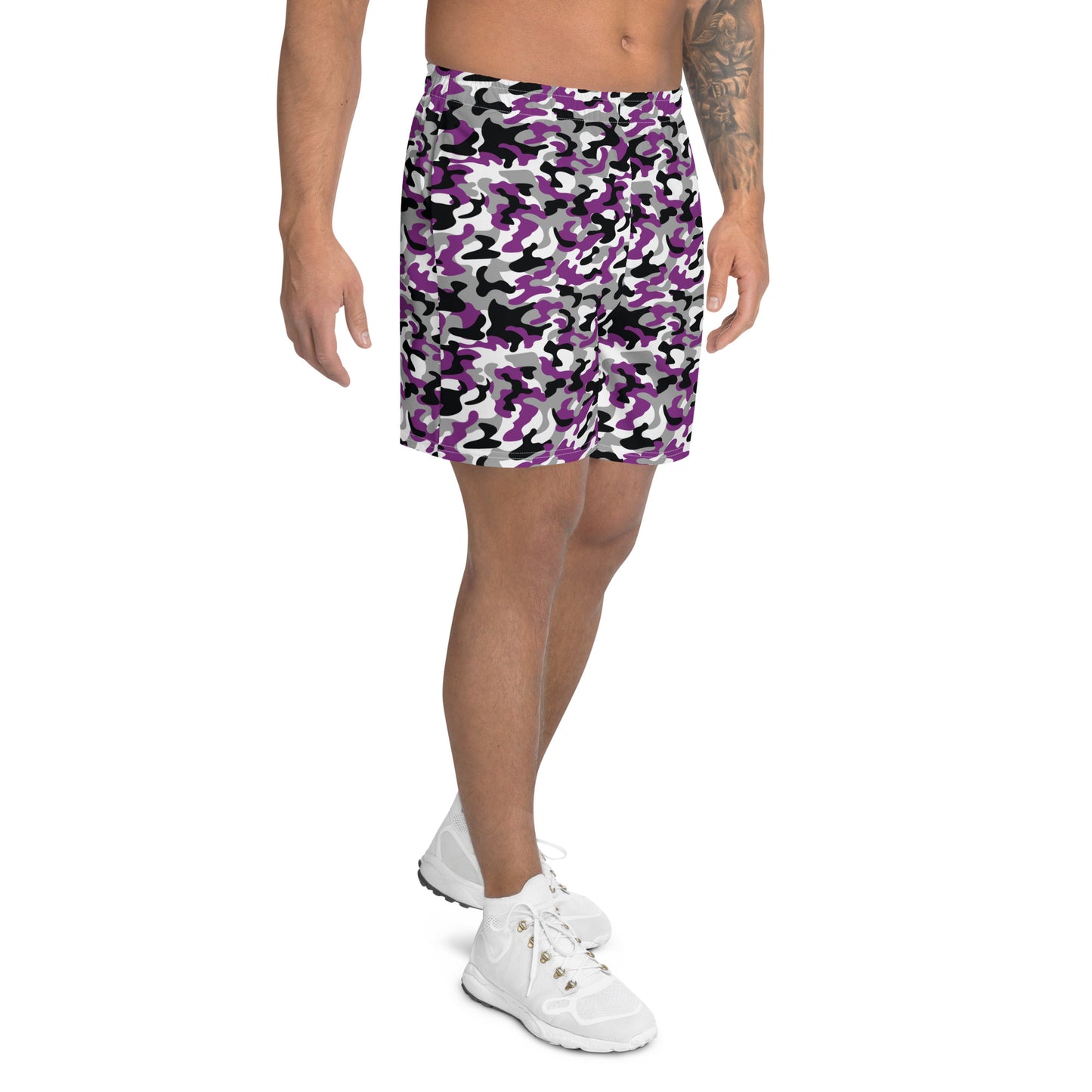 Asexual Pride Men’s Recycled Athletic Shorts - LGBTQIA Black, Gray, Purple, and White Athletic Short Pants - Parade Club Vacation Running Swimming