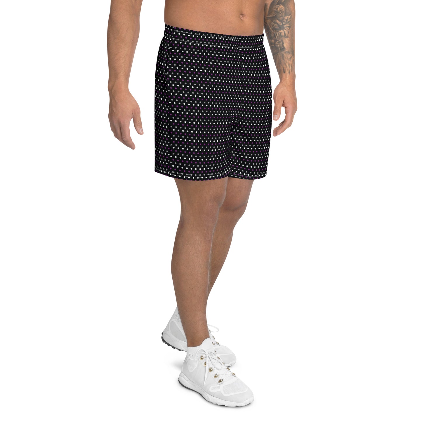 Asexual Pride Men’s Recycled Athletic Shorts - LGBTQIA Black, Gray, Purple, and White Athletic Short Pants - Parade Club Vacation Running Swimming