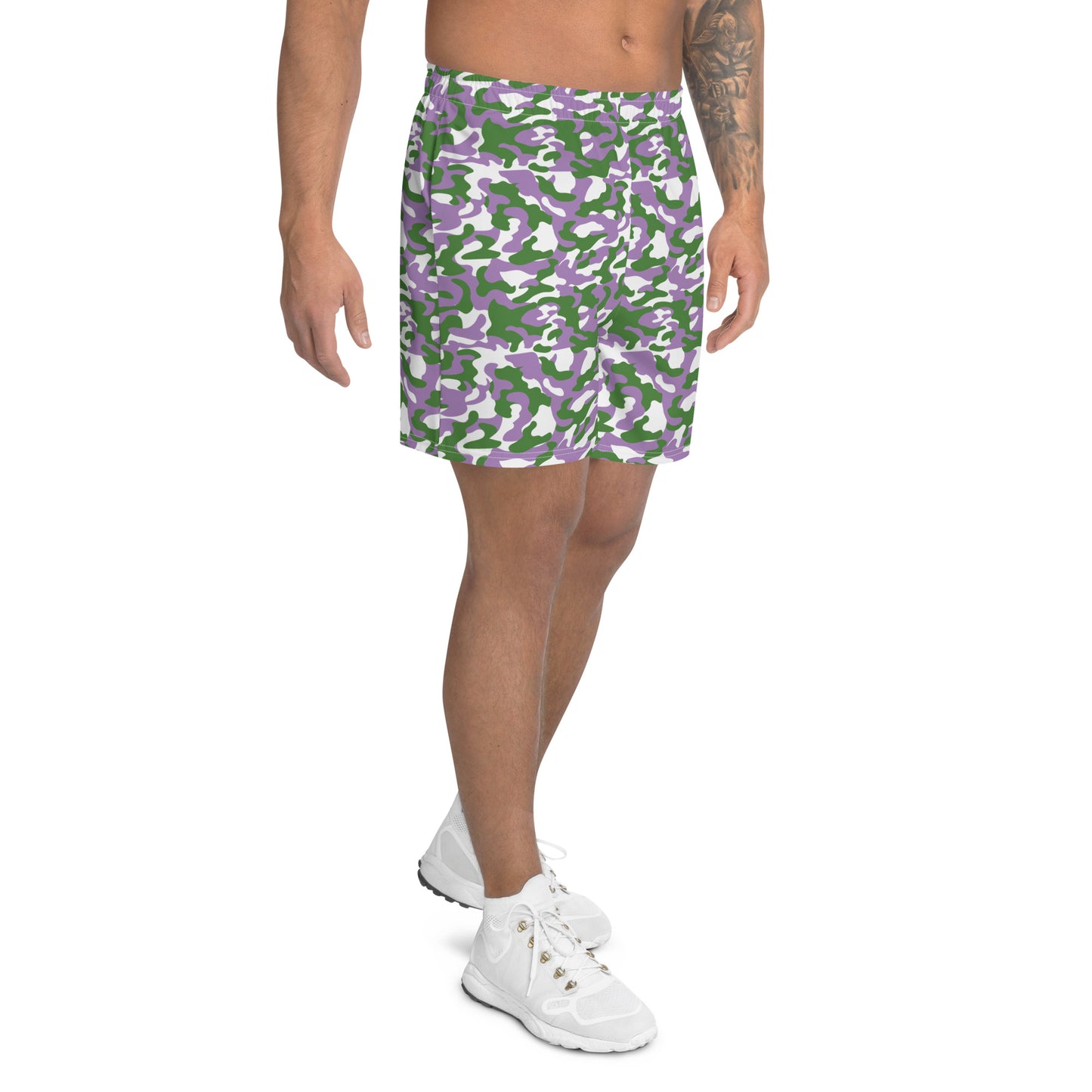 Gender Queer Pride Men’s Recycled Athletic Shorts - LGBTQIA  Purple, White, Green Athletic Short Pants - Parade Club Vacation Running Swimming