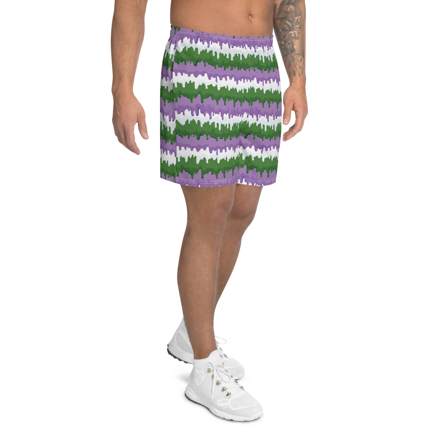 Gender Queer Pride Men’s Recycled Athletic Shorts - LGBTQIA  Purple, White, Green Athletic Short Pants - Parade Club Vacation Running Swimming