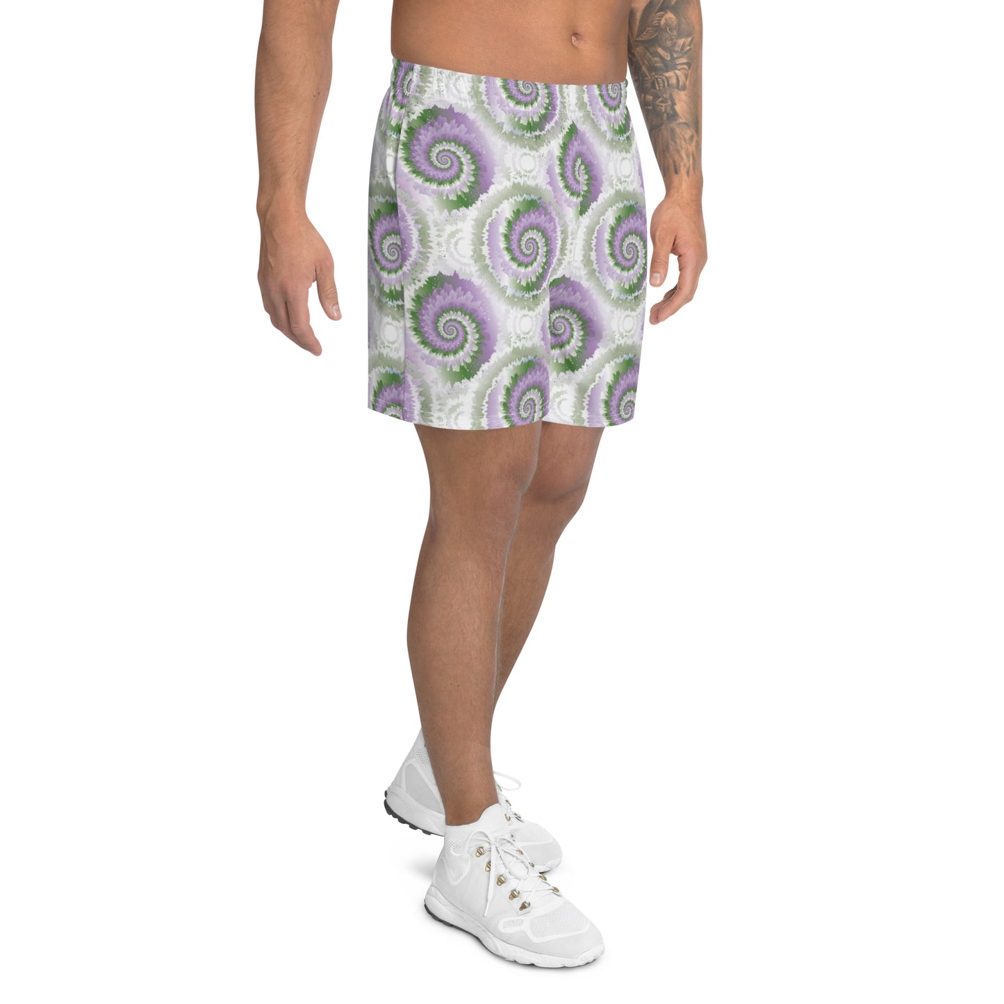 Gender Queer Pride Men’s Recycled Athletic Shorts - LGBTQIA  Purple, White, Green Athletic Short Pants - Parade Club Vacation Running Swimming