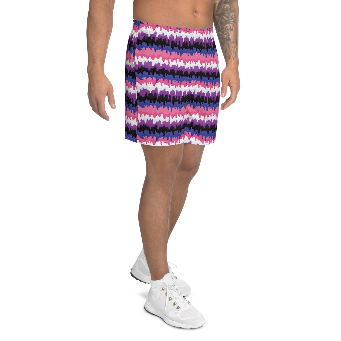 Genderfluid Pride Men’s Recycled Athletic Shorts - LGBTQIA Pink, White, Purple, Black, Blue Athletic Short Pants - Parade Club Vacation Running Swimming