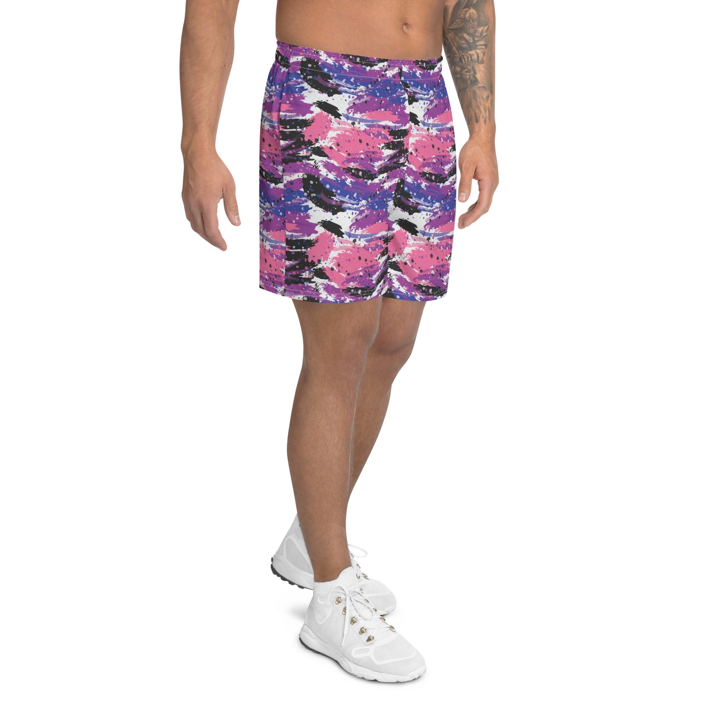 Genderfluid Pride Men’s Recycled Athletic Shorts - LGBTQIA Pink, White, Purple, Black, Blue Athletic Short Pants - Parade Club Vacation Running Swimming