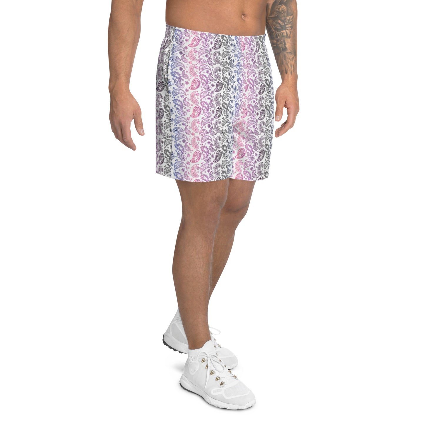 Genderfluid Pride Men’s Recycled Athletic Shorts - LGBTQIA Pink, White, Purple, Black, Blue Athletic Short Pants - Parade Club Vacation Running Swimming