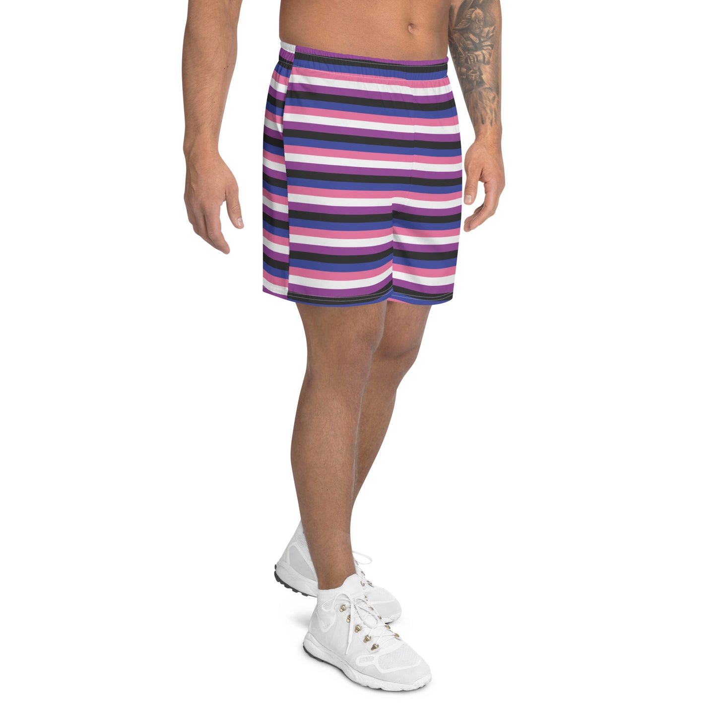 Genderfluid Pride Men’s Recycled Athletic Shorts - LGBTQIA Pink, White, Purple, Black, Blue Athletic Short Pants - Parade Club Vacation Running Swimming