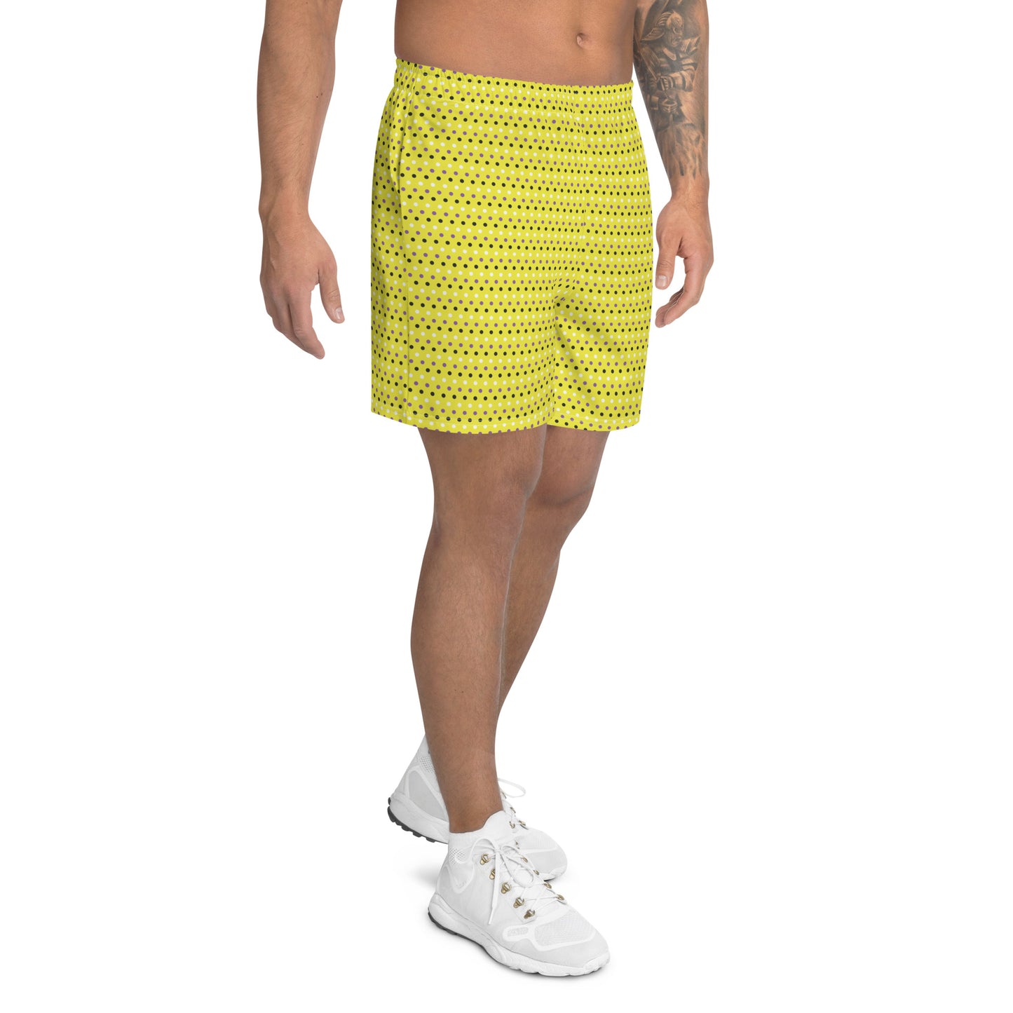 Non Binary Pride Men’s Recycled Athletic Shorts - LGBTQIA Yellow, Purple, White, Black Athletic Short Pants - Parade Club Vacation Running Swimming