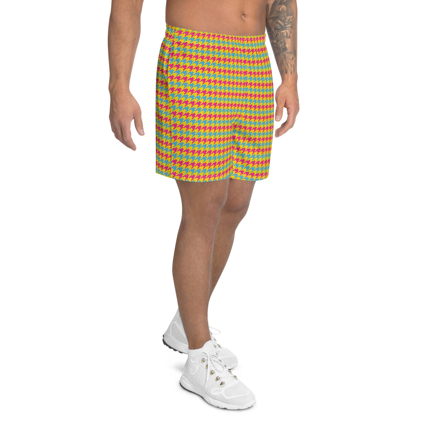 Pansexual Pride Men’s Recycled Athletic Shorts - LGBTQIA Pink, Blue, Yellow Athletic Short Pants - Parade Club Vacation Running Swimming