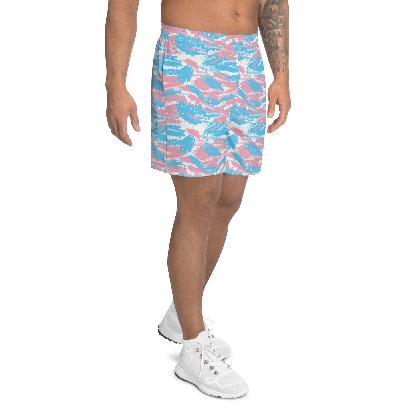 Transgender Pride Men’s Recycled Athletic Shorts - LGBTQIA Pink White Blue Athletic Short Pants - Parade Club Vacation Running Swimming