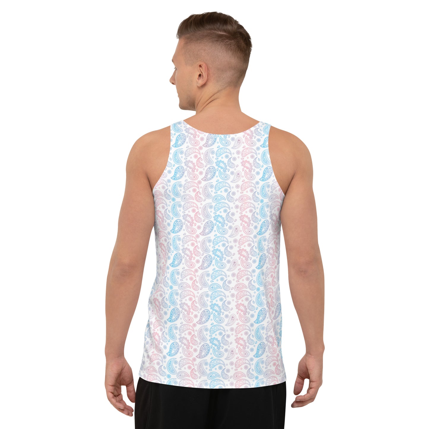 Transgender Pride Paisley Unisex Tank Top - LGBTQIA Pink White Blue Trans Flag Shirt - Parade Club Running