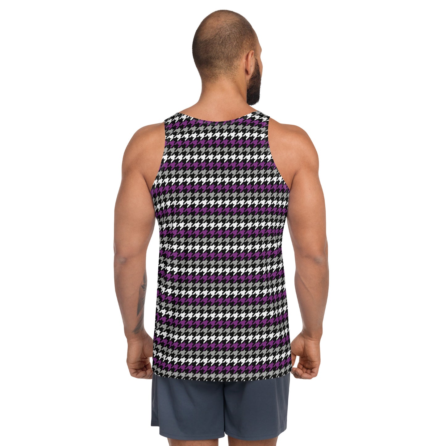 Asexual Pride Men's Tank Top Unisex T-Shirt - LGBTQIA Black, Gray, Purple, and White Flag Shirt - Parade Club Vacation