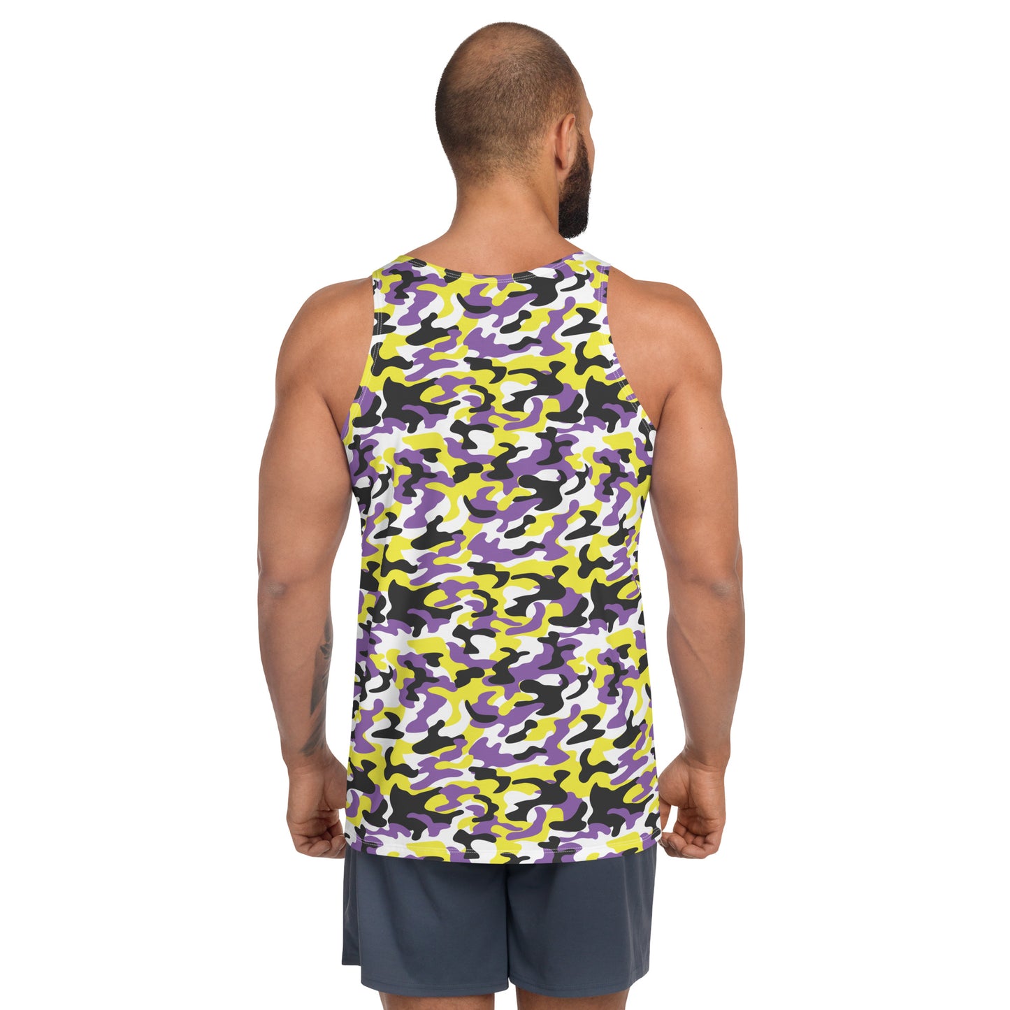 Non Binary Pride Men's Tank Top Unisex Tank Top - LGBTQIA Yellow, Purple, White, Black Flag Shirt - Parade Club Running