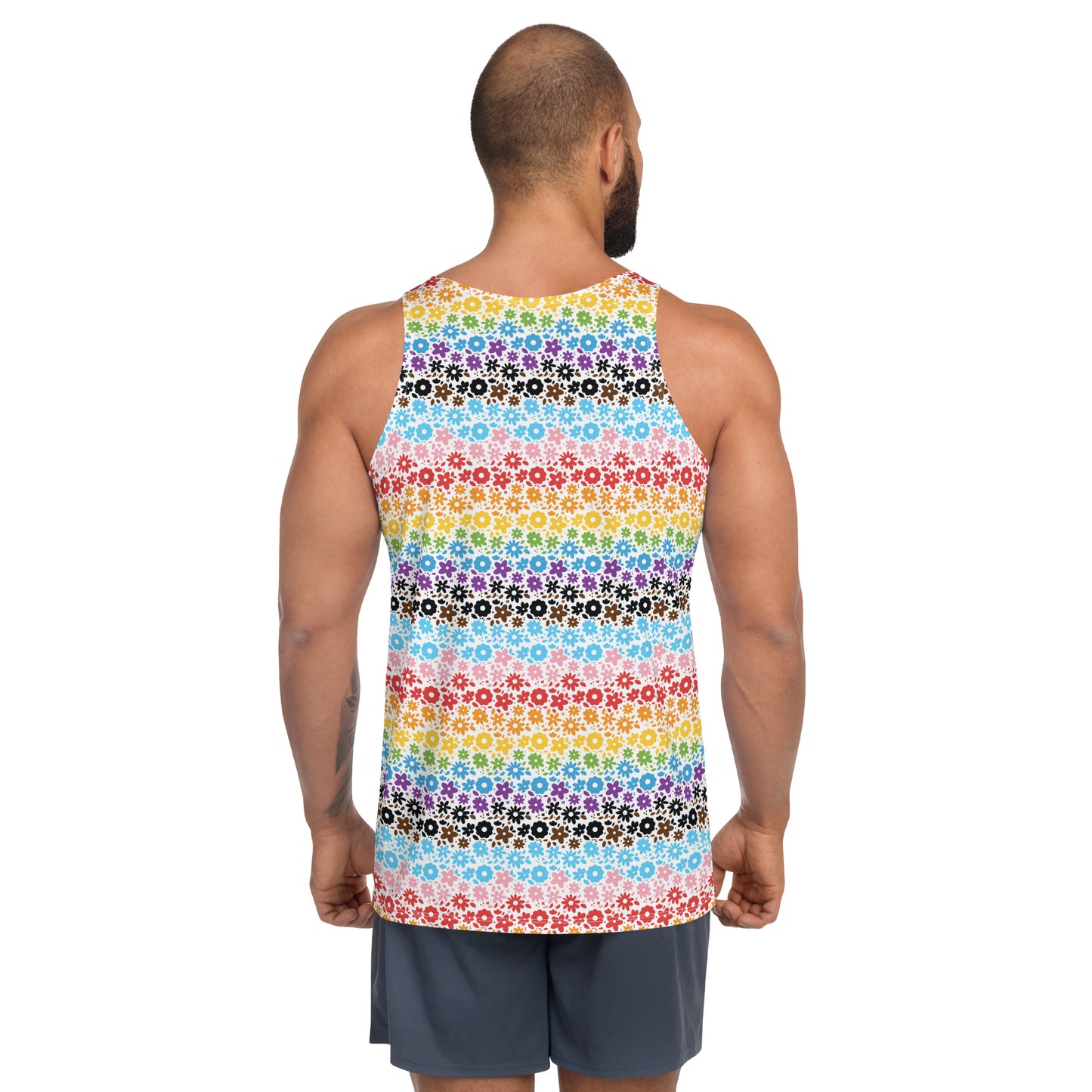 Progress Pride Pride Men's Tank Top Unisex Tank Top - LGBTQIA Red, Orange, Yellow, Green, Rainbow, Purple, Black, Pink and White Flag Shirt - Parade Club Running