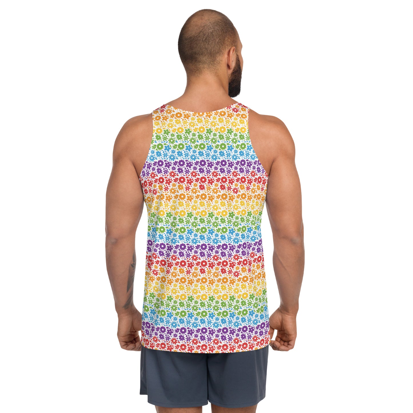 Rainbow Pride Men's Tank Top Unisex Tank Top - LGBTQIA Red, Orange, Yellow, Green, Blue, Indigo, and Viole Flag Shirt - Parade Club Running