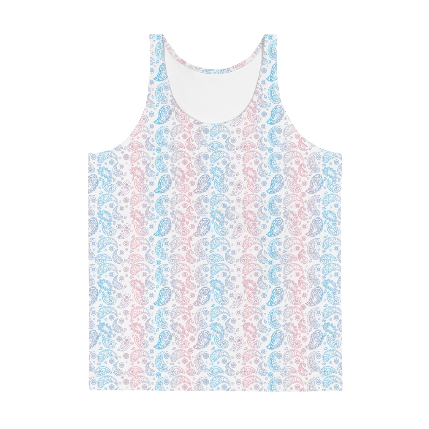 Transgender Pride Paisley Unisex Tank Top - LGBTQIA Pink White Blue Trans Flag Shirt - Parade Club Running