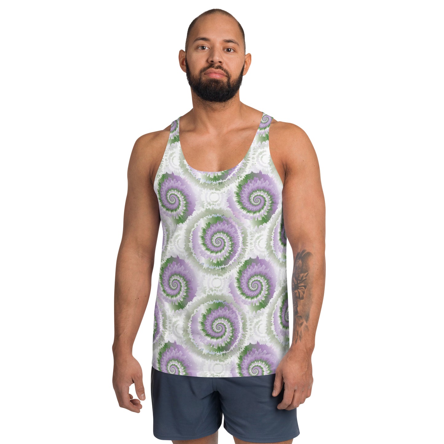 Gender Queer Pride Men's Tank Top Unisex Tank Top - LGBTQIA Purple, White, Green Flag Shirt - Parade Club Running