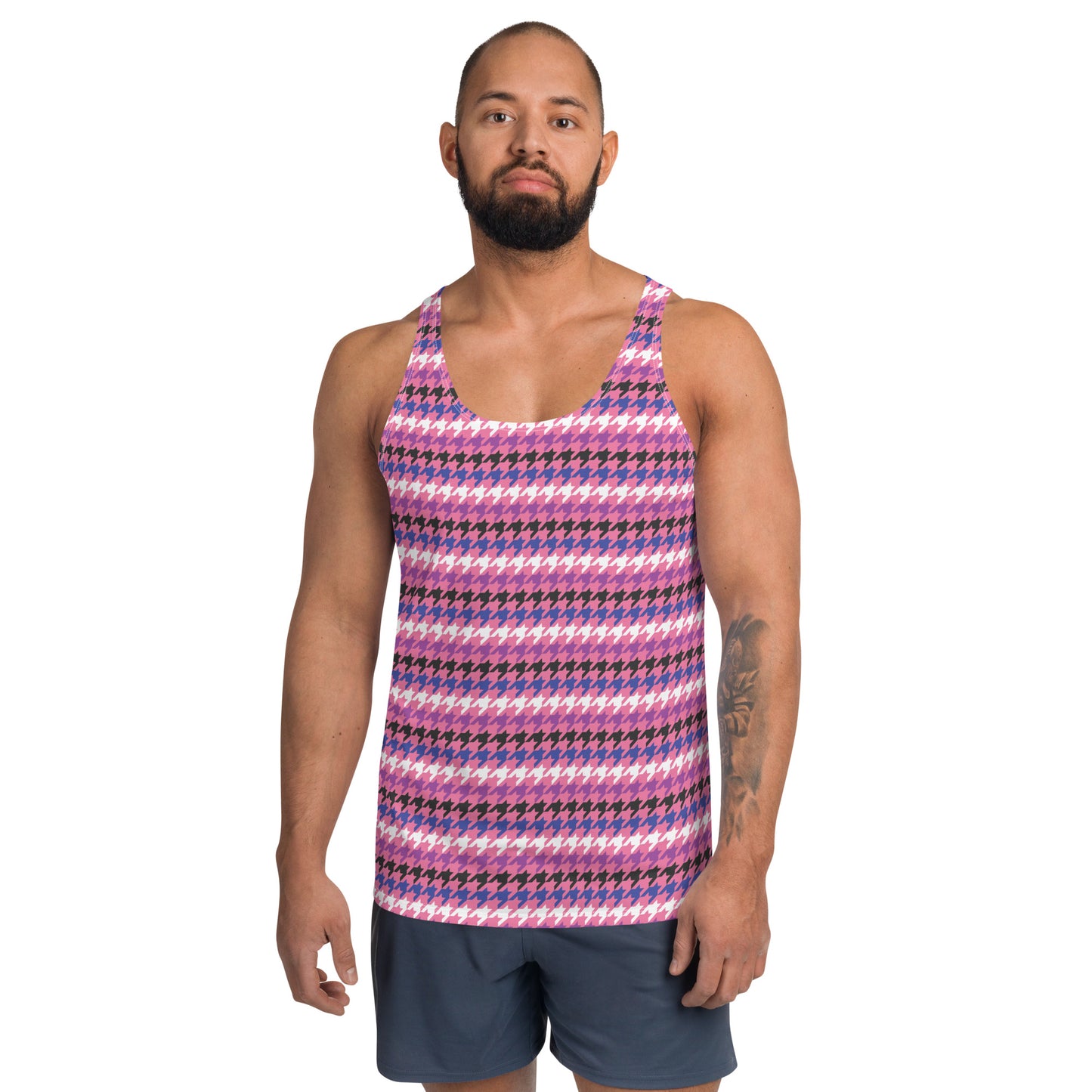 Genderfluid Pride Men's Tank Top Unisex Tank Top - LGBTQIA Pink, White, Purple, Black, Blue Flag Shirt - Parade Club Running