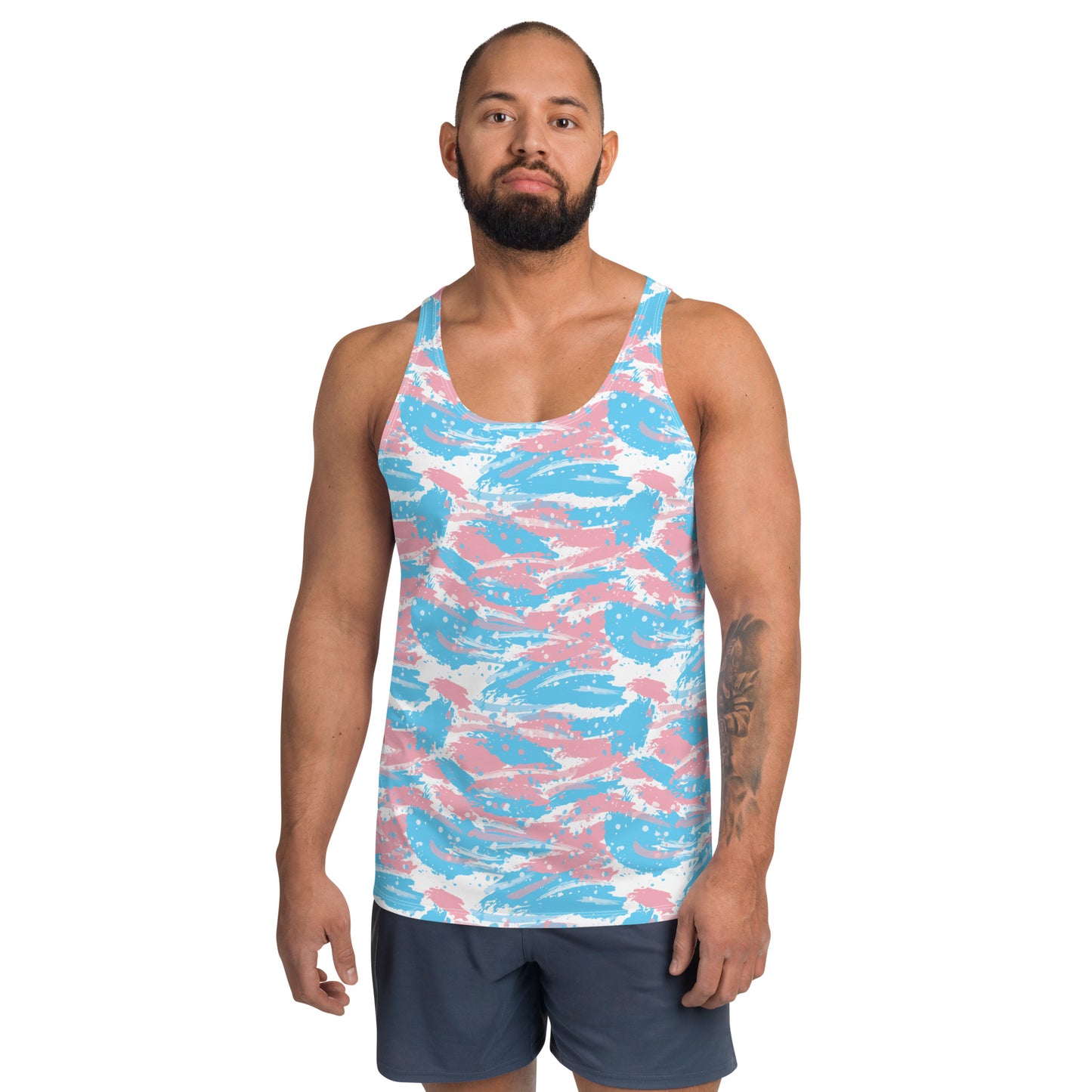 Transgender Pride Men's Tank Top Unisex Tank Top - LGBTQIA Pink White Blue Flag Shirt - Parade Club Running