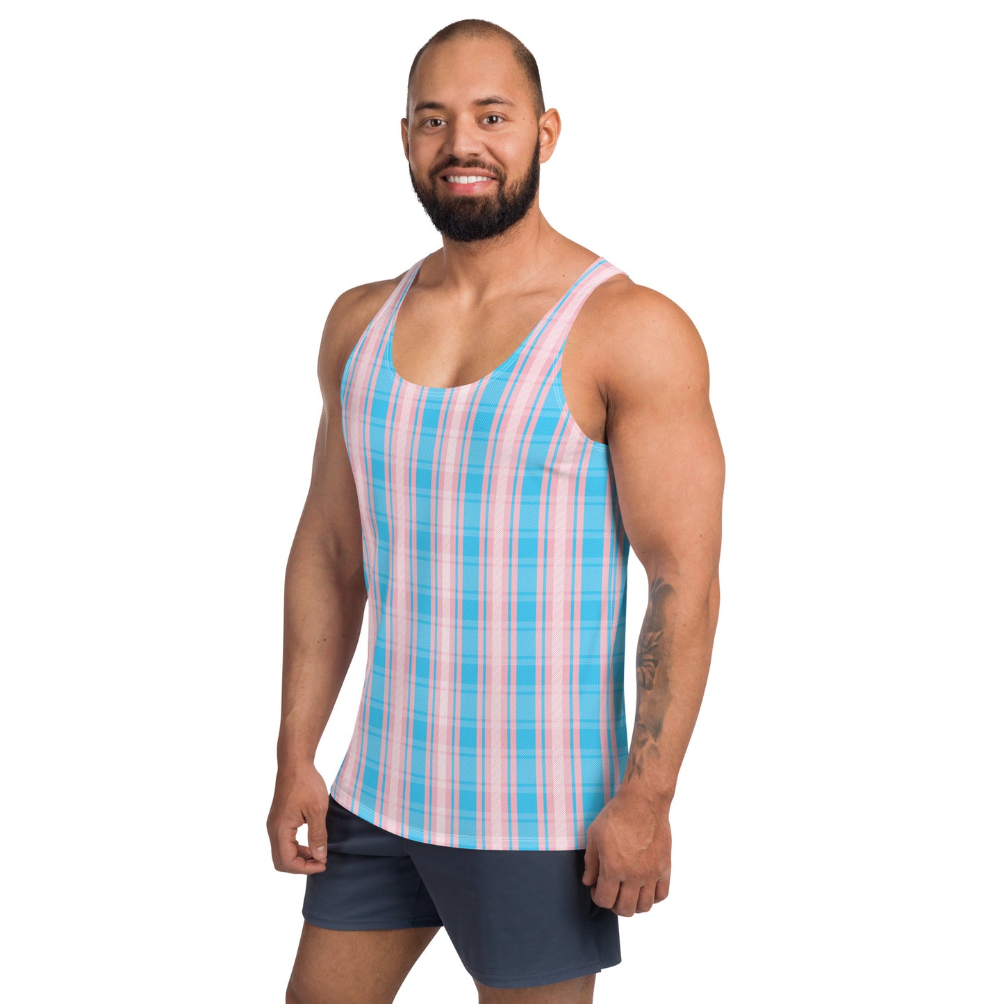 Transgender Pride Plaid Unisex Tank Top - LGBTQIA Pink White Blue Trans Flag Shirt - Parade Club Running